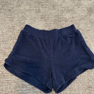 Navy blue textured shorts